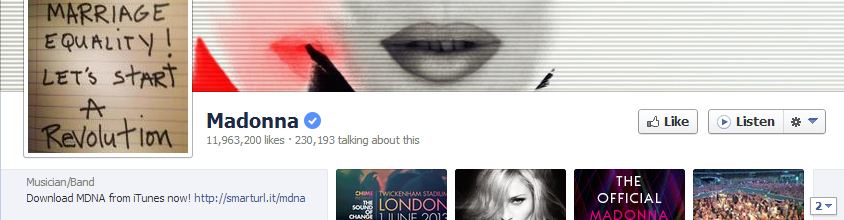 Facebook Verified Pages Madonna