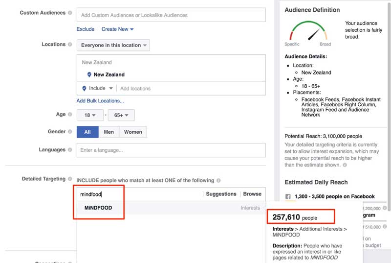 Facebook Advertising Queenstown - Mindfood